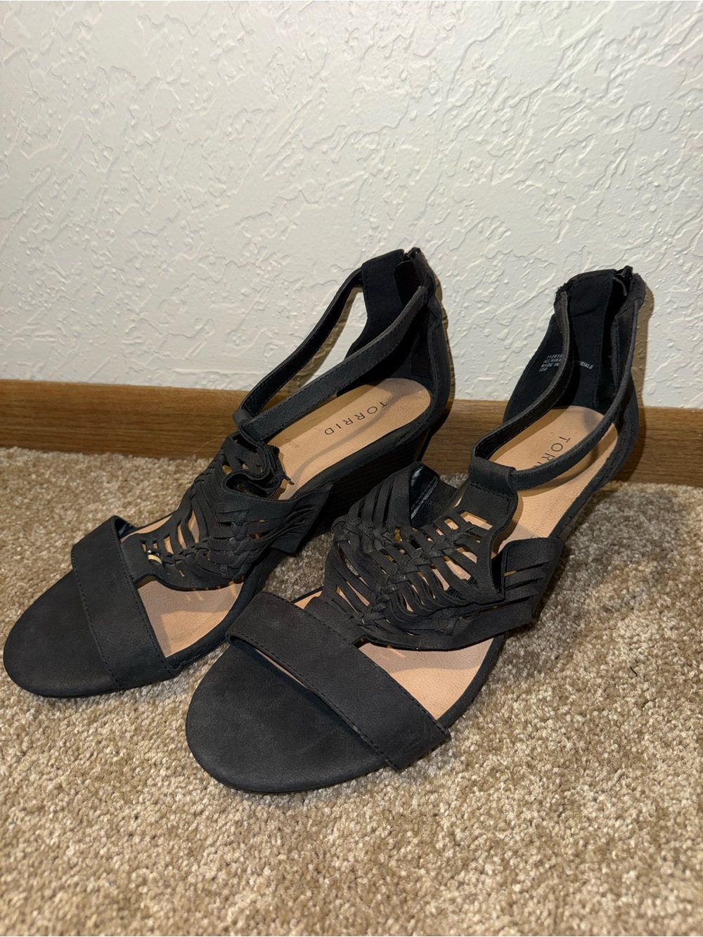 torrid Black Woven-Strap Ankle-Heel Sandals